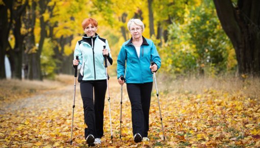 Photo of two women doing Nordic walking
