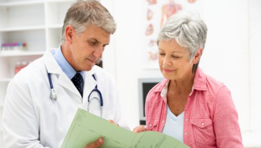 Photo of a patient and doctor talking