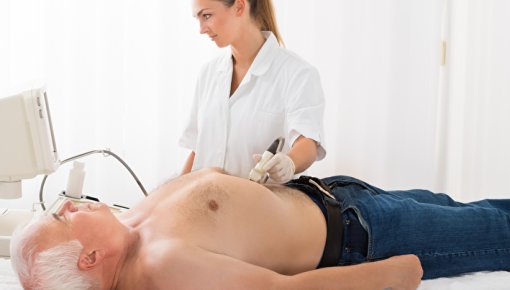 Photo of a woman having an ultrasound scan