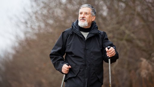 Photo of an elderly man on a walk