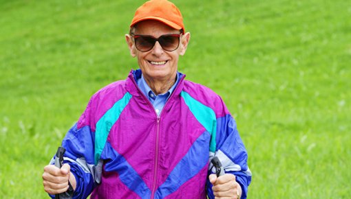 Photo of an elderly man on a walk