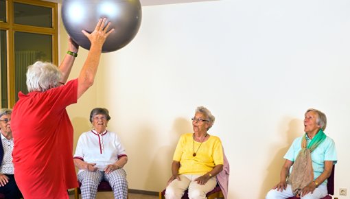 Group of elderly women at an exercise session