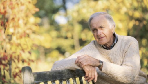 Photo of an older man sitting in the park