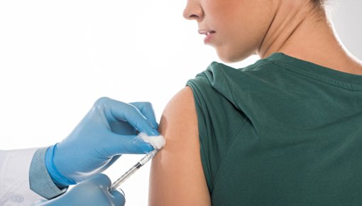 Photo of a girl getting an HPV shot