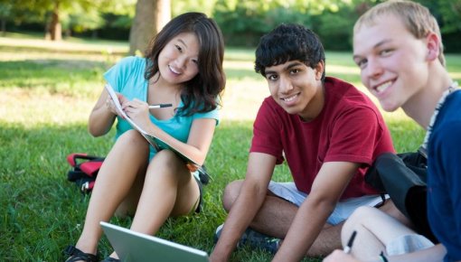 Photo of a group of foreign students in the park