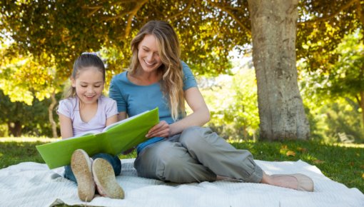 Photo of a mother and daughter at the park