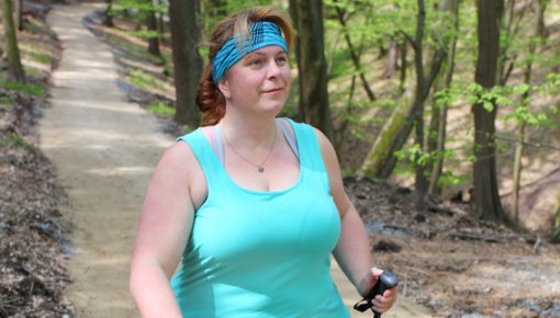 Woman doing Nordic walking