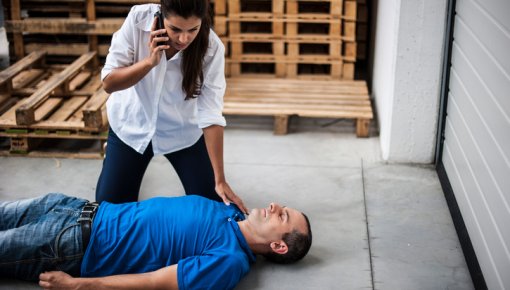 Photo of a woman calling an ambulance