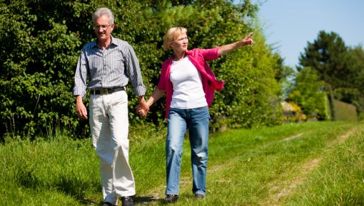 Photo of a couple taking a walk