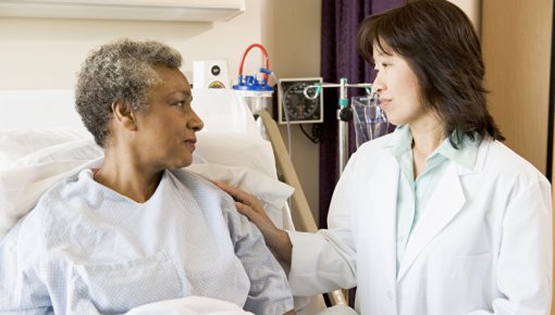 Photo of a patient and doctor at the hospital