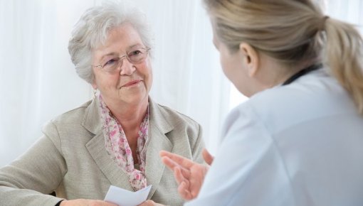 Photo of patient and doctor