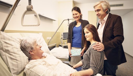 Photo of family visiting at the hospital