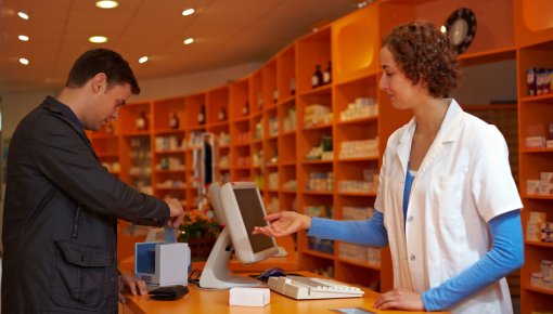 Photo of a man at the pharmacy