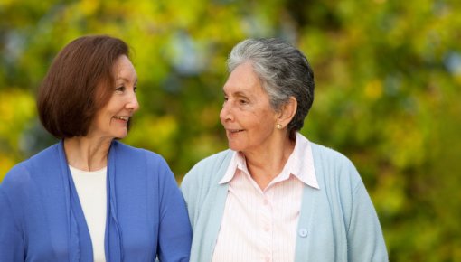 Photo of two women taking a walk