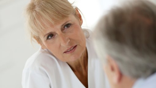 Photo of a patient and doctor talking