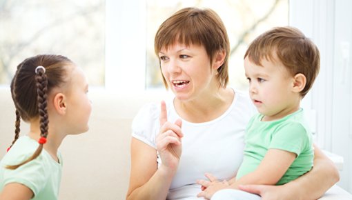 Photo of a mother with daughter and son