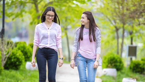 Photo of two teenage girls on a walk