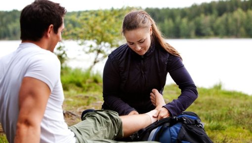 Photo of a young couple on a hike