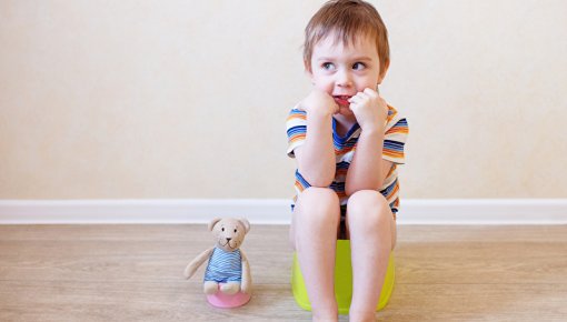 Photo of little boy sitting on the potty