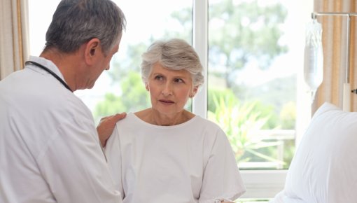 Photo of a patient and doctor at the hospital