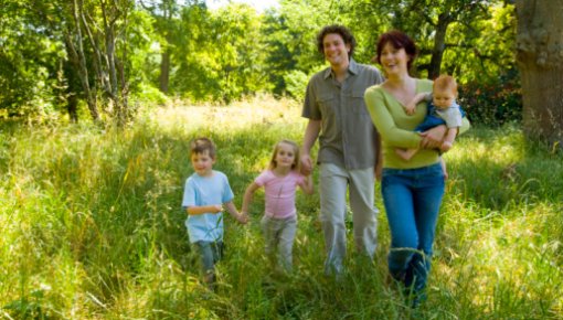 Photo of a family in the forest