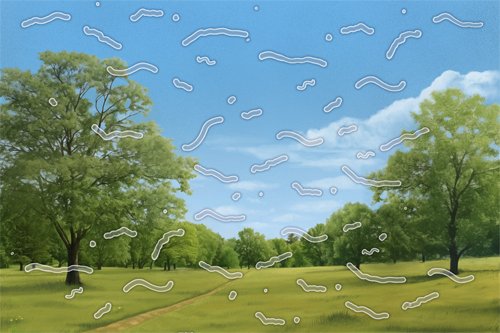 Illustration: Bright streaks, rings or black dots which move when you look around (“floaters”)