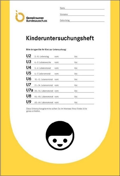 Illustration: The “yellow booklet” for recording check-up results