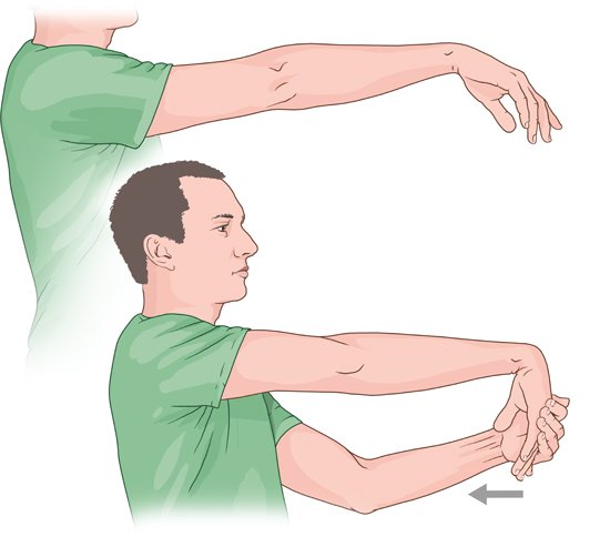 Illustration: Stretching exercise for tennis elbow – as described in the article