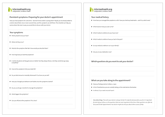 Illustration: Checklist to prepare for your doctor's appointment